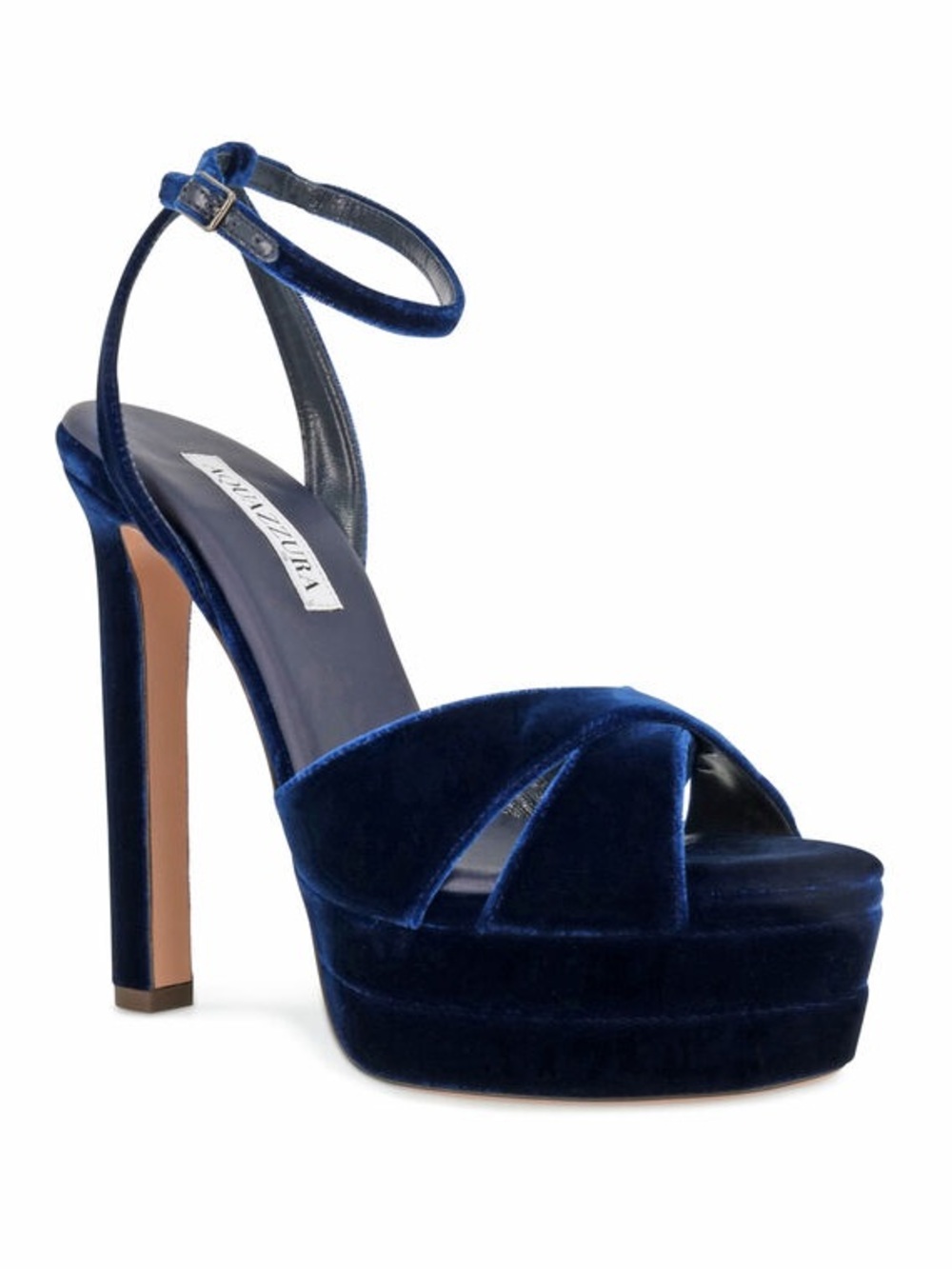 Aquazzura Divine 130mm Plateau Sandal in Navy